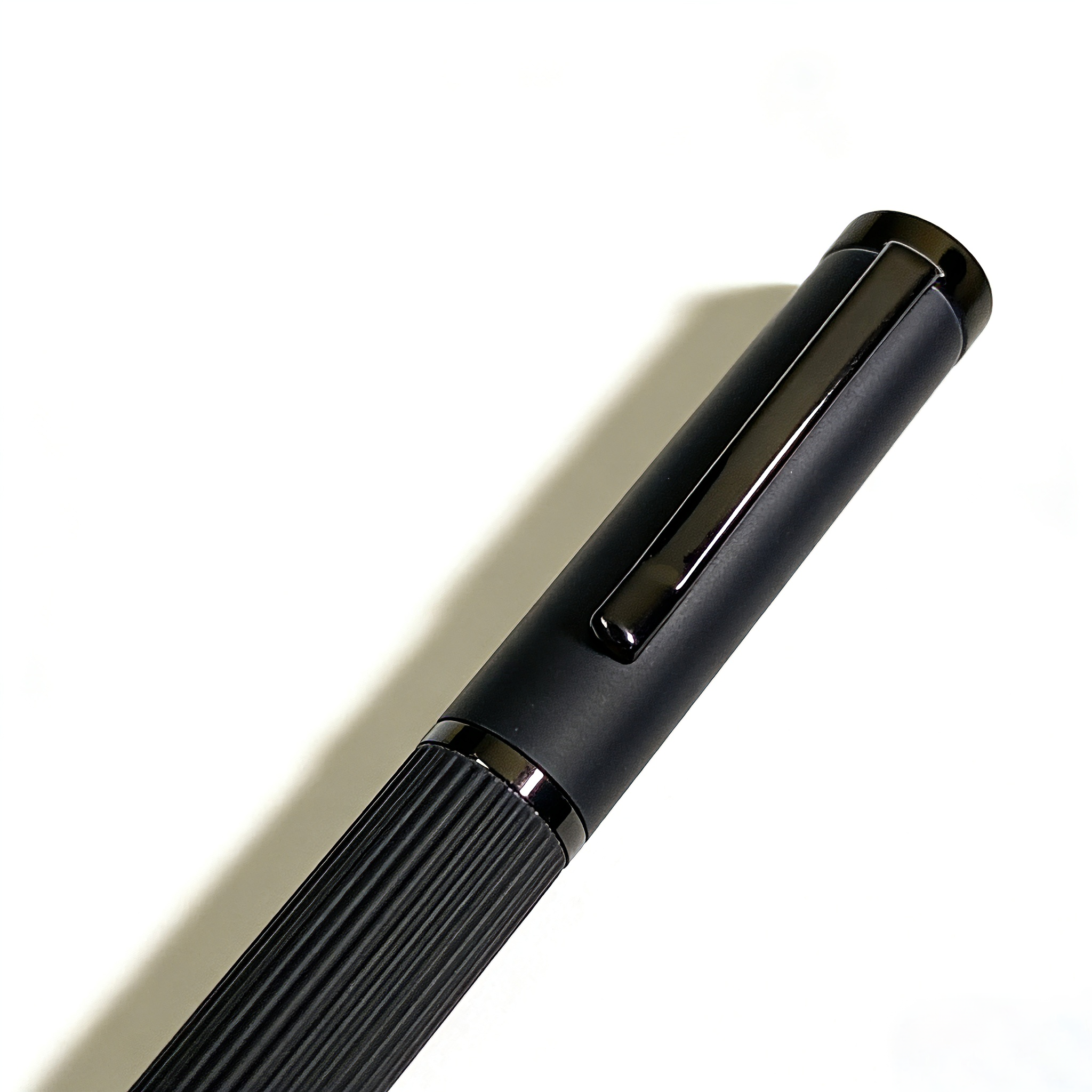 Black pen on a white  background